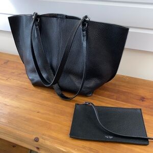 Botkier NY Hudson Leather Tote black handbag with attachable pouch